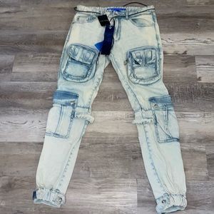 Radical Reshapingbleu noir light wash cargo denim jeans size 32x32 NWT